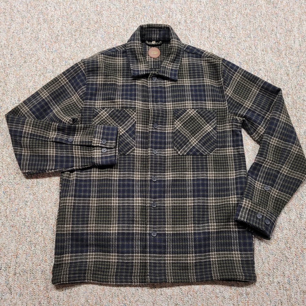 Common People Overshirt Mens Medium Granby Plaid Houndstooth Wool Blend Shacket